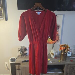 Liz Claiborne Red V-Neck Knit Wrap Dress